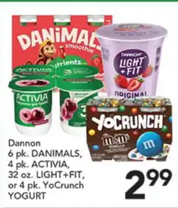 Pete's Fresh Market Dannon 6 pk. DANIMALS, 4 pk. ACTIVIA, 32 oz. LIGHT+FIT, or 4 pk. YoCrunch YOGURT offer
