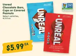 Sprouts Farmers Market Unreal chocolate bars, cups or covered peanuts offer