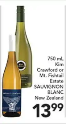 Pete's Fresh Market 750 mL Kim Crawford or Mt. Fishtail Estate Sauvignon Blanc New Zealand offer