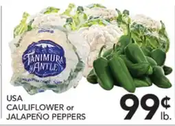 Pete's Fresh Market USA CAULIFLOWER or JALAPEÑO PEPPERS offer