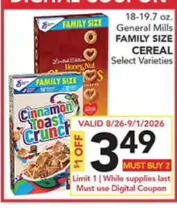 Pete's Fresh Market 18-19.7 oz. General Mills FAMILY SIZE CEREAL offer