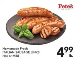 Pete's Fresh Market Homemade Fresh ITALIAN SAUSAGE LINKS offer