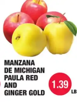 Carnicerias Jimenez MANZANA DE MICHIGAN PAULA RED AND GINGER GOLD offer