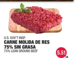 Carnicerias Jimenez U.S. GOV'T INSP. CARNE MOLIDA DE RES 75% SIN GRASA offer