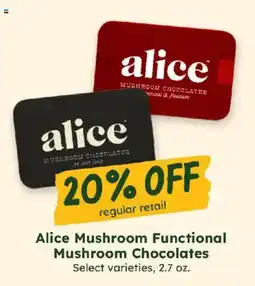 Sprouts Farmers Market Alice Mushroom Functional Mushroom Chocolates offer
