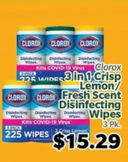 Living Fresh Market Clorox 3 in 1 Crisp Lemon / Fresh Scent Disinfecting Wipes offer