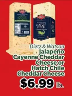 Living Fresh Market Dietz & Watson Jalapeño Cayenne Cheddar Cheese or Hatch Chile Cheddar Cheese offer