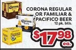 Torres Supermercado CORONA REGULAR OR FAMILIAR & PACIFICO BEER offer
