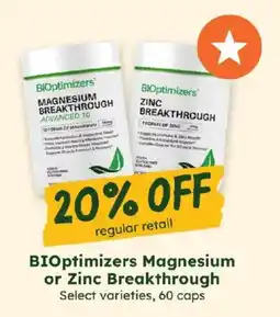Sprouts Farmers Market Bioptimizers Magnesium or Zinc Breakthrough offer