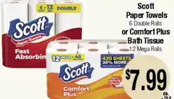 Big Saver Foods Scott Paper Towels 6 Double Rolls or Comfort Plus Bath Tissue 12 Mega Rolls offer