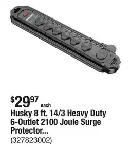 The Home Depot Husky 8 ft. 14/3 Heavy Duty 6-Outlet 2100 Joule Surge Protector, Black offer