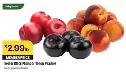 Raley's Red or Black Plums or Yellow Peaches offer