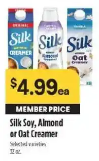 Raley's Silk Soy, Almond or Oat Creamer offer