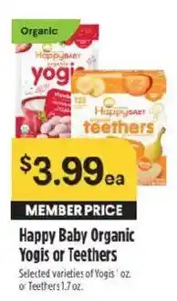 Raley's Happy Baby Organic Yogis or Teethers offer