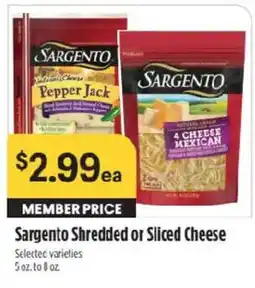 Raley's Sargento shredded or sliced cheese offer