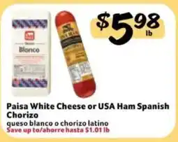 Fresco y Más Paisa White Cheese or USA Ham Spanish Chorizo offer