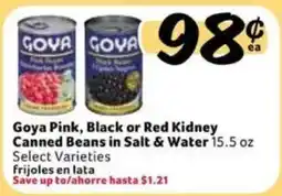 Fresco y Más Goya pink, black or red kidney canned beans in salt & water offer