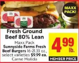 Save Mart Sunnyside Farms Fresh Beef Burgers offer