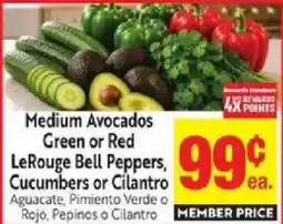 Save Mart Medium Avocados Green or Red LeRouge Bell Peppers, Cucumbers or Cilantro offer