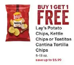 Coborn's Lay's Potato Chips, Kettle Chips or Tostitos Cantina Tortilla Chips offer