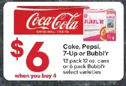 Coborn's Coca-Cola Coke, Pepsi, 7-Up or Bubbl'r offer
