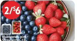 Homeland Market Blueberries, pint Strawberries, 1 lb. offer