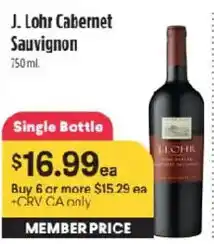 Raley's J. Lohr Cabernet Sauvignon offer