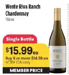 Raley's Wente Riva Ranch Chardonnay offer