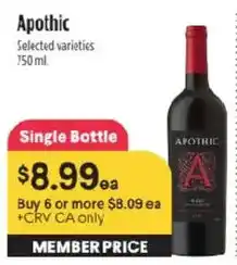 Raley's Apothic Selected Varieties offer