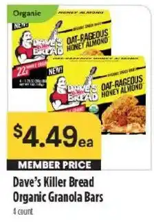 Raley's Dave's Killer Bread Organic Granola Bars offer