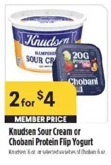 Raley's Knudsen Sour Cream or Chobani Protein Flip Yogurt offer