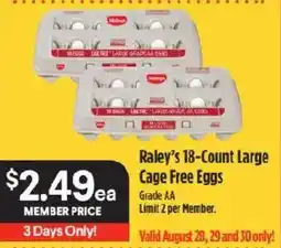Raley's Raley's 18-Count Large Cage Free Eggs offer