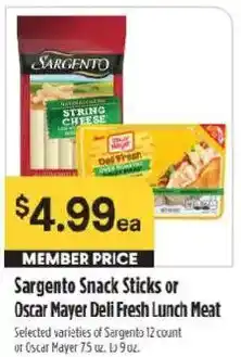 Raley's Sargento Snack Sticks or Oscar Mayer Deli Fresh Lunch Meat offer