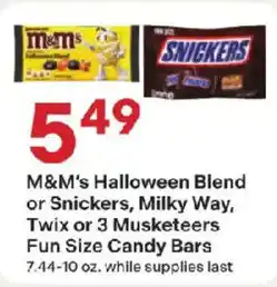 Coborn's M&M's Halloween Blend or Snickers, Milky Way, Twix or 3 Musketeers Fun Size Candy Bars offer