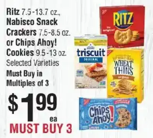 Nabisco snack crackers or chips ahoy! cookies