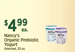 Yoke's Fresh Market Nancy's Organic Probiotic Yogurt offer
