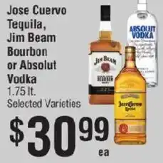 Smart & Final Jose Cuervo Tequila, Jim Beam Bourbon or Absolut Vodka offer