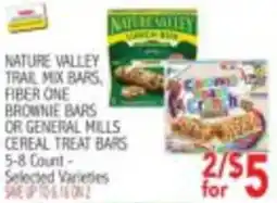 Ingles Markets Nature valley trail mix bars, fiber one brownie bars or general mills cereal treat bars offer
