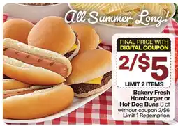 The Markets Bakery Fresh Hamburger or Hot Dog Buns offer