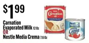 Carnation Evaporated Milk or Nestle Media Crema