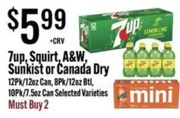 Jons International 7up, Squirt, A&W, Sunkist or Canada Dry offer