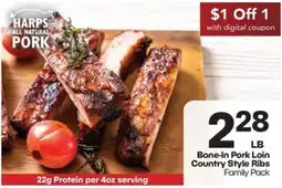 Harp's Market Harps all natural pork bone-in pork loin country style ribs family pack offer