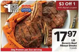 Harp's Market Harps Black Angus Beef Bone-In Beef Ribeye Steaks offer