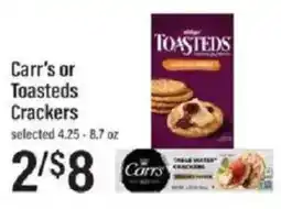 Lowes Foods Carr's or Toastededs Crackers offer