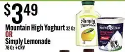 Jons International Mountain High Yoghurt or Simply Lemonade offer