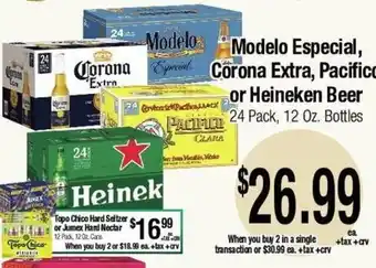 Modelo Especial, Corona Extra, Pacifico or Heineken Beer