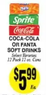 Arlan's Market Sprite Coca-Cola or Fanta soft drinks offer