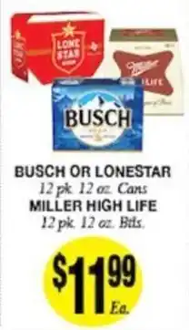 Arlan's Market Busch or Lone Star offer