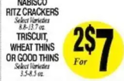 Arlan's Market Nabisco ritz crackers, triscuit, wheat thins or good thins offer