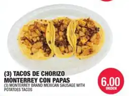 Carnicerias Jimenez Monterrey brand mexican sausage with potatoes tacos offer